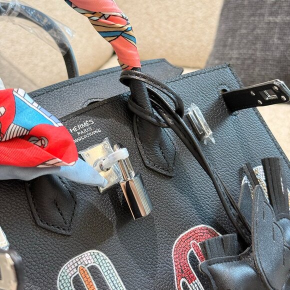 Limited Edition Luxury Black Birkin Style Satchel PHW - Picture 2 of 9